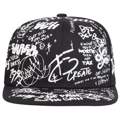 Unisex Black and white Letter Graffiti Printing Hip-hop Hats Spring Autumn Outdoor Adjustable Casual Baseball Caps Sunscreen Hat