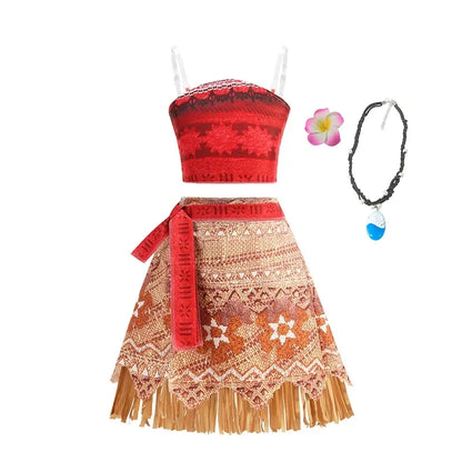 Summer Kids Princess Costume Children Disney Moana Halloween Dress Girl Vaiana Dinner Dress Ocean Adventure Pageant Disguise
