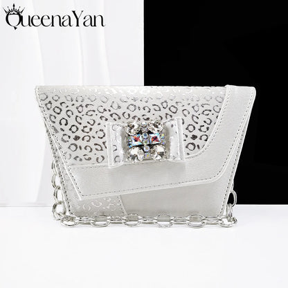 Queena Yan  2025 Shiny Italian Fashion Pointed Toe Women Heel Fashion Rhinestone Decoration Pink Color Shoes And Bag Set