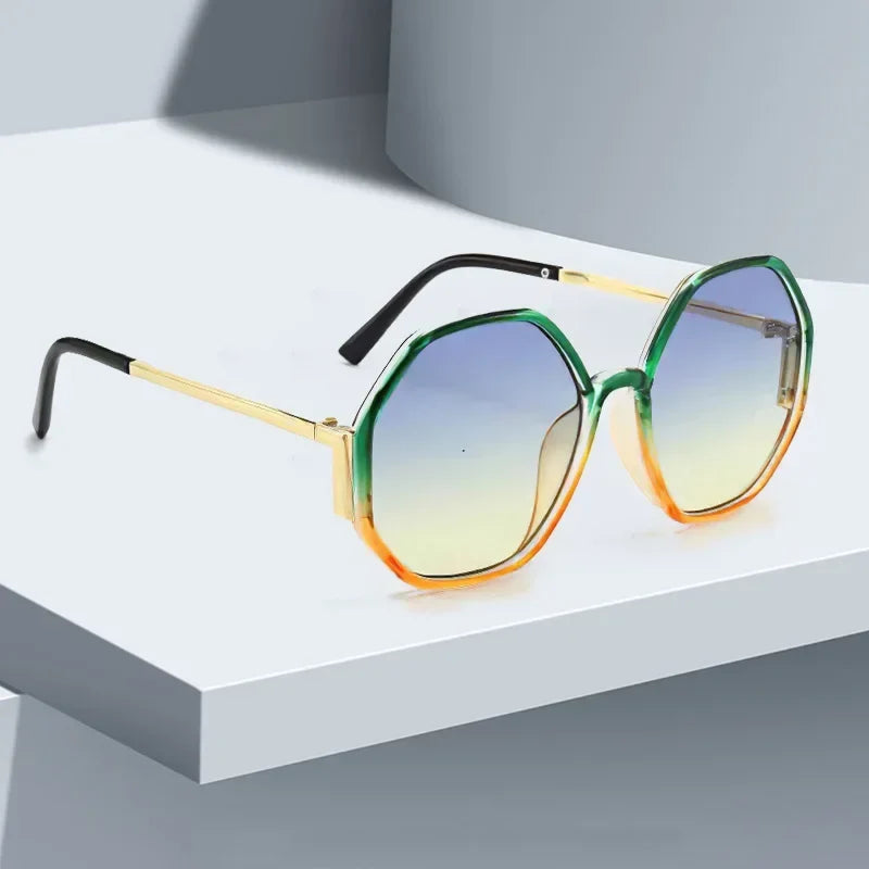 2026 New Sunglasses for Women Avant Garde Geometric Multi-color Gradient Frame Transparent Glasses