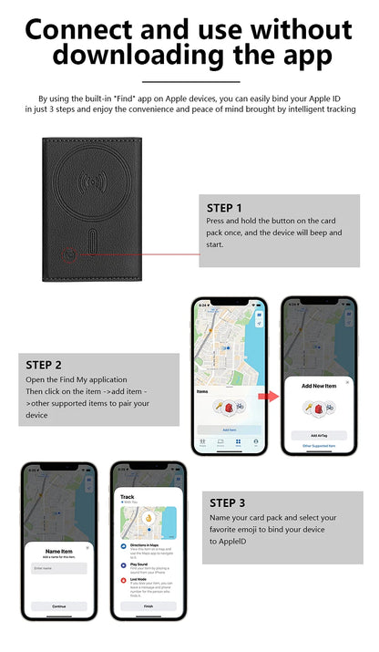 Luxury Leather Magnetic Storage Charge Wallet Bracket For iPhone 16 15 14 13 12 Pro Max Findmy Magsafe With Tracking Anti-theft