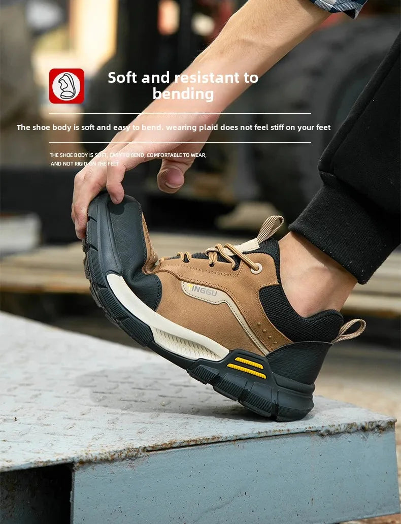 New Fashion 2025 Genuine Leather Insulation 10KV Work Safety Shoes Indestructible Multifunctional Sneakers Waterproof Male Boots