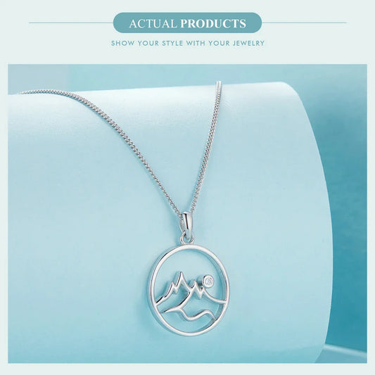 925 Sterling Silver Mountain Necklace Geometric Wave Neck Chain for Women Party Fine Jewelry Gift SCN508