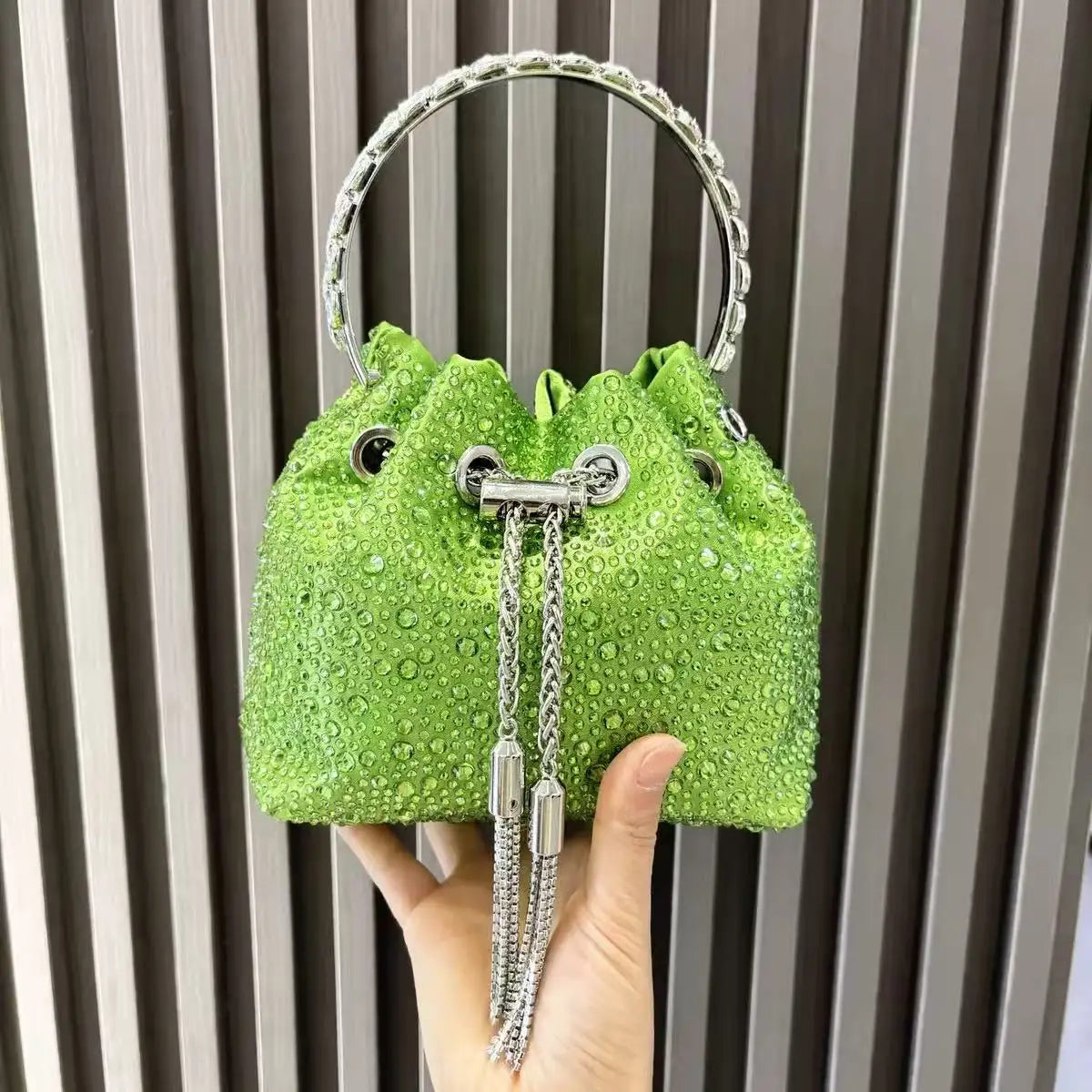 Luxury Designer Women Handbag Glitter Diamond Banquet Bag Satin Bucket Bag Wedding Party Clutch Purse Exquisite Evening Bag