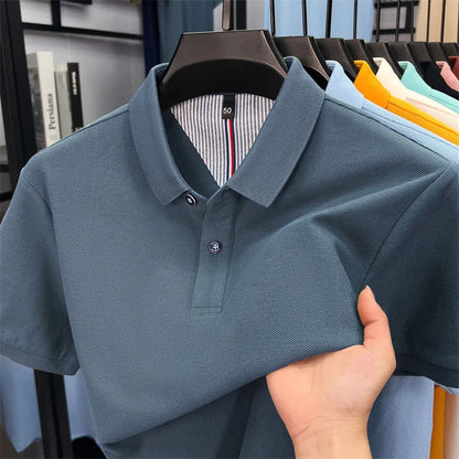 100% cotton short sleeve polo shirt comfortable lightweight high-end brand fashionable simple summer men's casual lapel T-shirt