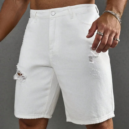 Men Summer Baggy Stretchy Denim Shorts Jeans For Men Streetwear Ripped Knee length Baggy Comfort Cargo Casual Shorts Pants Jean
