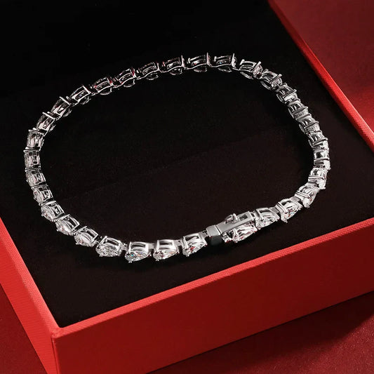 Bracelet goutte d'eau pleine de moissanite couleur D 3*5 MM 100% argent sterling 925 pour femmes fête bijoux fins