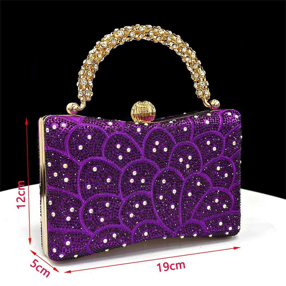 2026 New Shiny Italian Fashion Pointed Toe Women Heel Fashion Rhinestone Decoration Peach Color Shoes And Bag Set