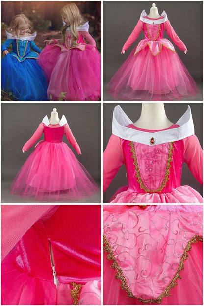 Kid Snow White Cinderella Rapunzel Elsa Belle Costume Girl Halloween Christmas Carnival Dress Children Princess Evening Gown