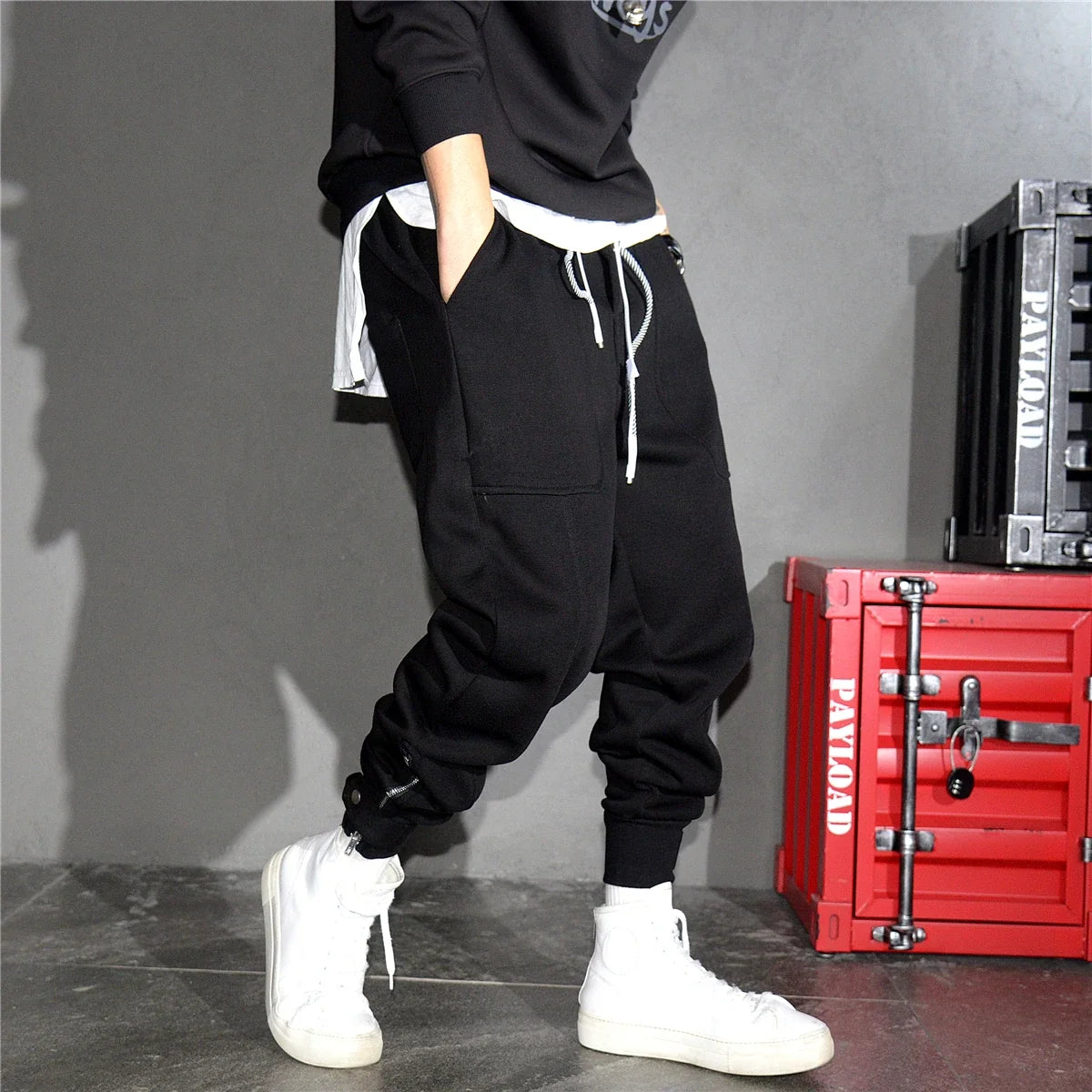 Spring Autumn Korean Fashion Streetwear Hip Hop Sweatpants Kpop Couple Jogging Pants Harajuku Black Sports Harem Joggers Men