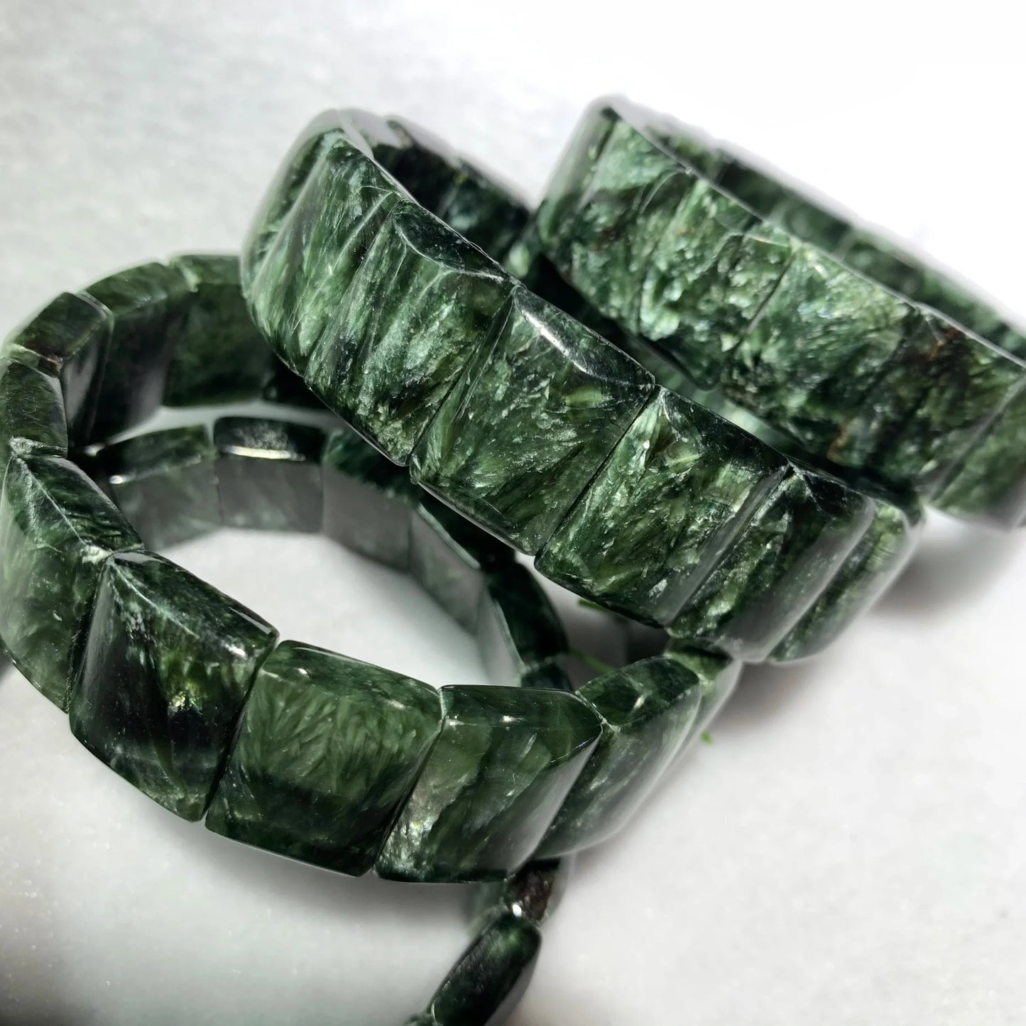 Russian Seraphinite (Clinochlore) Beads Elastic Bracelet Natural Gemstone Jewelry Bangle for Women for Men for Gift Wholesale !