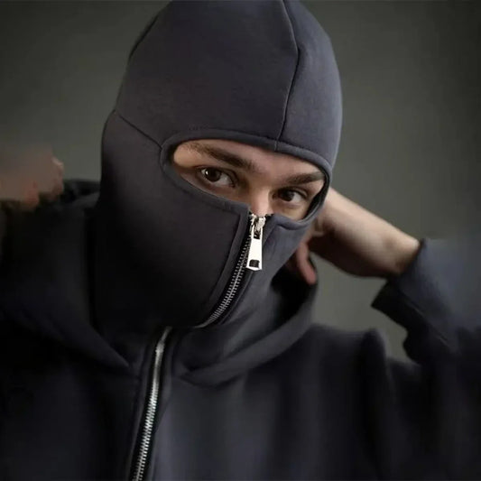 Autumn Winter Unisex zip up hoodies Ninja jacket Cupid pattern Men's Women's Balaclava Hooded Mask Design warm sweatshirt