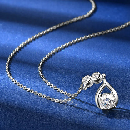 D Color Certified Moissanite Waterdrop Pendant Necklaces 925 Sterling Silver Neck Jewelry Chain for Women Wedding Gifts