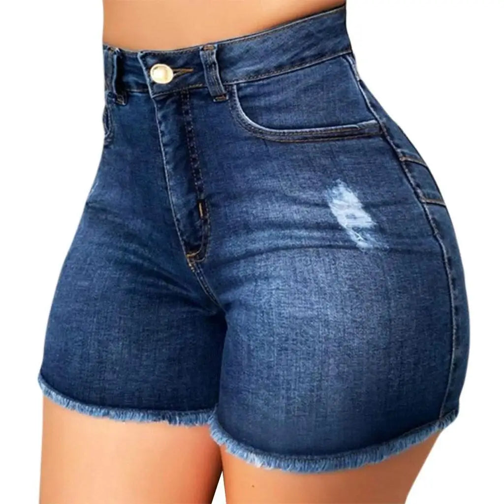 Sexy Hot Slim Denim Shorts Women Fashion Trendy All-match Solid Color Tight High Waist Short Jeans Lady Commuting Cowboy Outfits