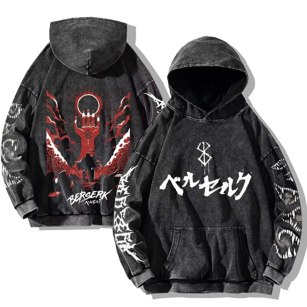 Anime Clothing Guts Cool Graphic Print Hooded Men Women Oversized Hoodies Cooton Casual Sweatshirt Harajuku Streetwear