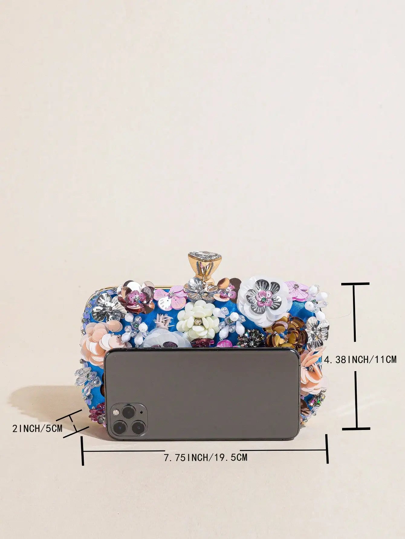 I PC Black Elegant Floral Beaded Clutch, classic Banquet Purse,Women's Fashion Evening Bag Foren Wedding Party Prom