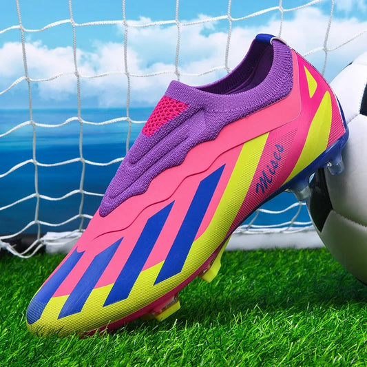 New Men Outdoor Football Boots Cleats Soccer Shoes Long Spikes FG Boys Non Slip Sport Training Breathable Match Comfortable