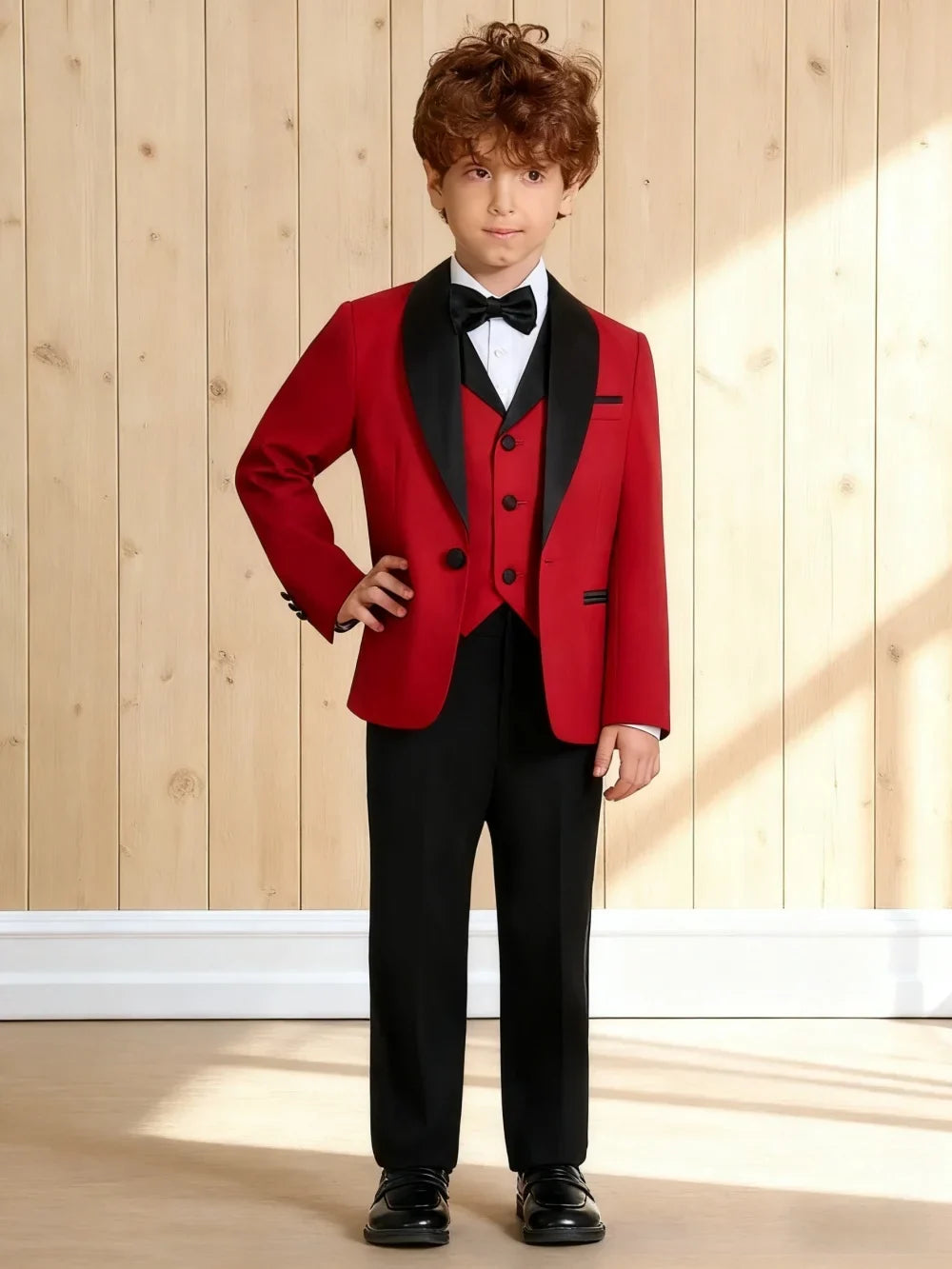 Hot Selling Stylish Emerald Green Boys Formal Suit Set 3-14 Years 4 Piece Kids Wedding Tuxedo Blazer Vest Pants Bow Tie