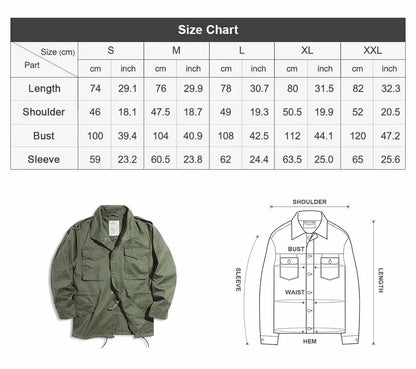 Retro M65 Jackets for Men Green Outdoor Windbreaker Vintage Casual Solid Coat Mens Clothes Multi-Pocket Jacket
