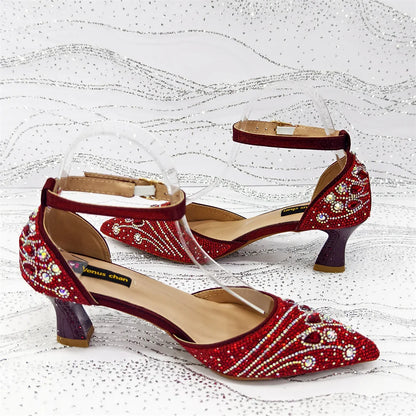 Elegant Italian Design Pointy Heels with Rhinestone-Embellished Laurel Shape - Comfortable & Durable for Every Occasion
