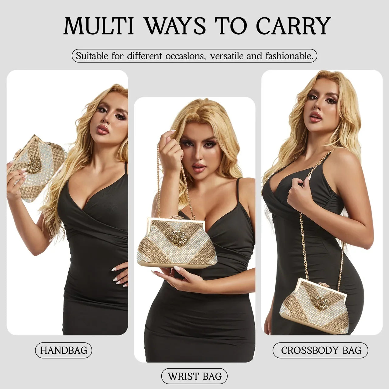Italian Shoes and Bags Matching Set 2024 Silver Color Rhinestone Fashion High Heels for Women Pointed Toe Pumps