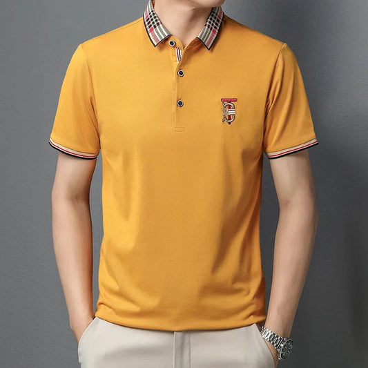 Men's Summer New Embroidered Short Sleeved Polo Shirt Luxury Brand Trendy Casual Lapel T-Shirt Breathable Top Men's Clothing
