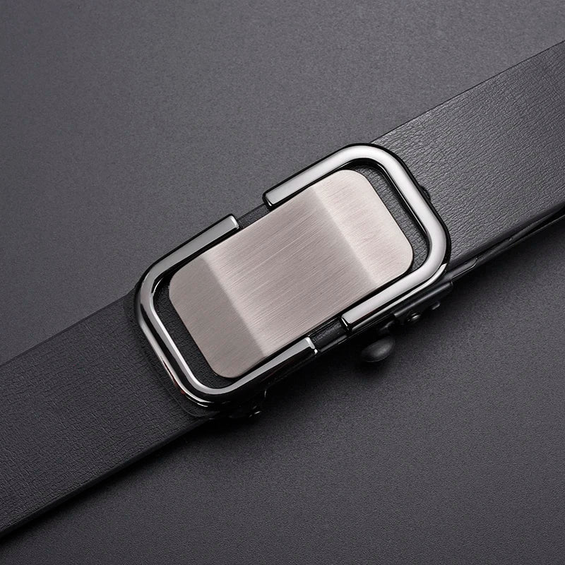 Personalized Men's Business Alloy Automatic Buckle Belt With Casual Pants And Shorts Accessories Fashionable Men's Birthday Gift