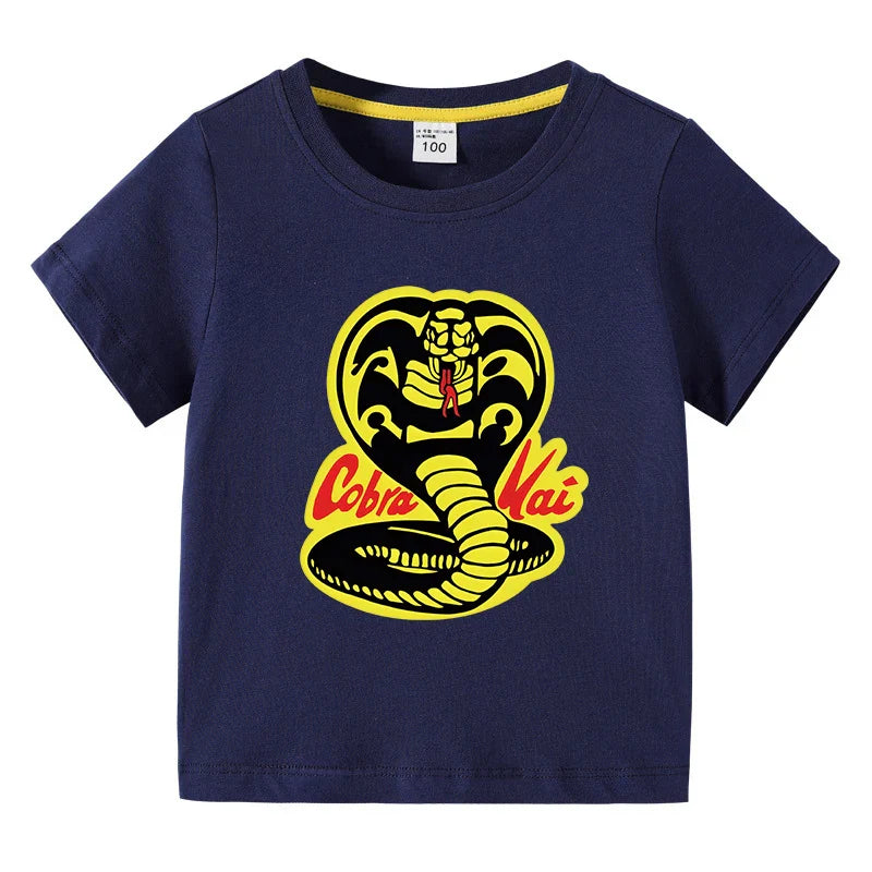 Cobra Kai Printed Summer Chlidren' T-shirt Boys Girls O-Neck Short Sleeve Tees Kids Pure Cotton Clothing Baby Boys Gift