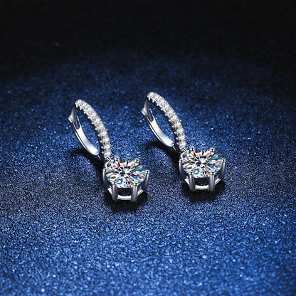 1ct Moissanite Drop Earring for Women Sparkling Diamond Earrings S925 Sterling Silver White Gold Plated Wedding Jewelry
