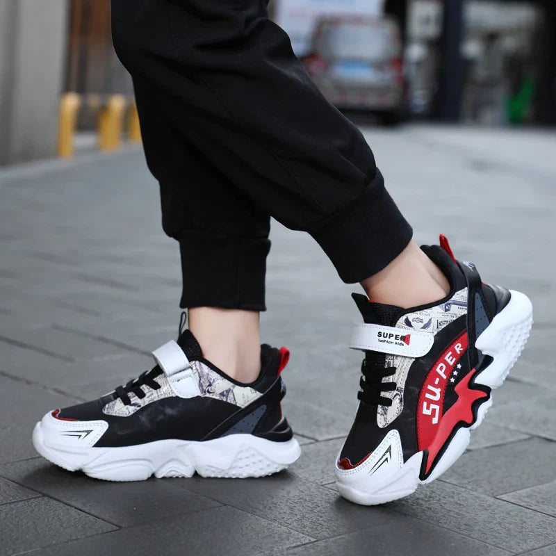 Sport Kids Sneakers Boys Casual Shoes For 5-16Years Old Children Tennis Leather Non Slip Fashion Running Shoes