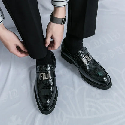 Mens Loafers Party Business Thick Soled Men Leather Shoes Dress Platform Shoes Comfortable Fashion New Casual Shoes for Men