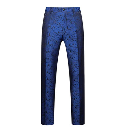 Blue Men's Suit Trousers, Jacquard Fabric Pants, Wedding Party Dress Pant, Asian Size M-5XL 6XL, Pantalones Hombre