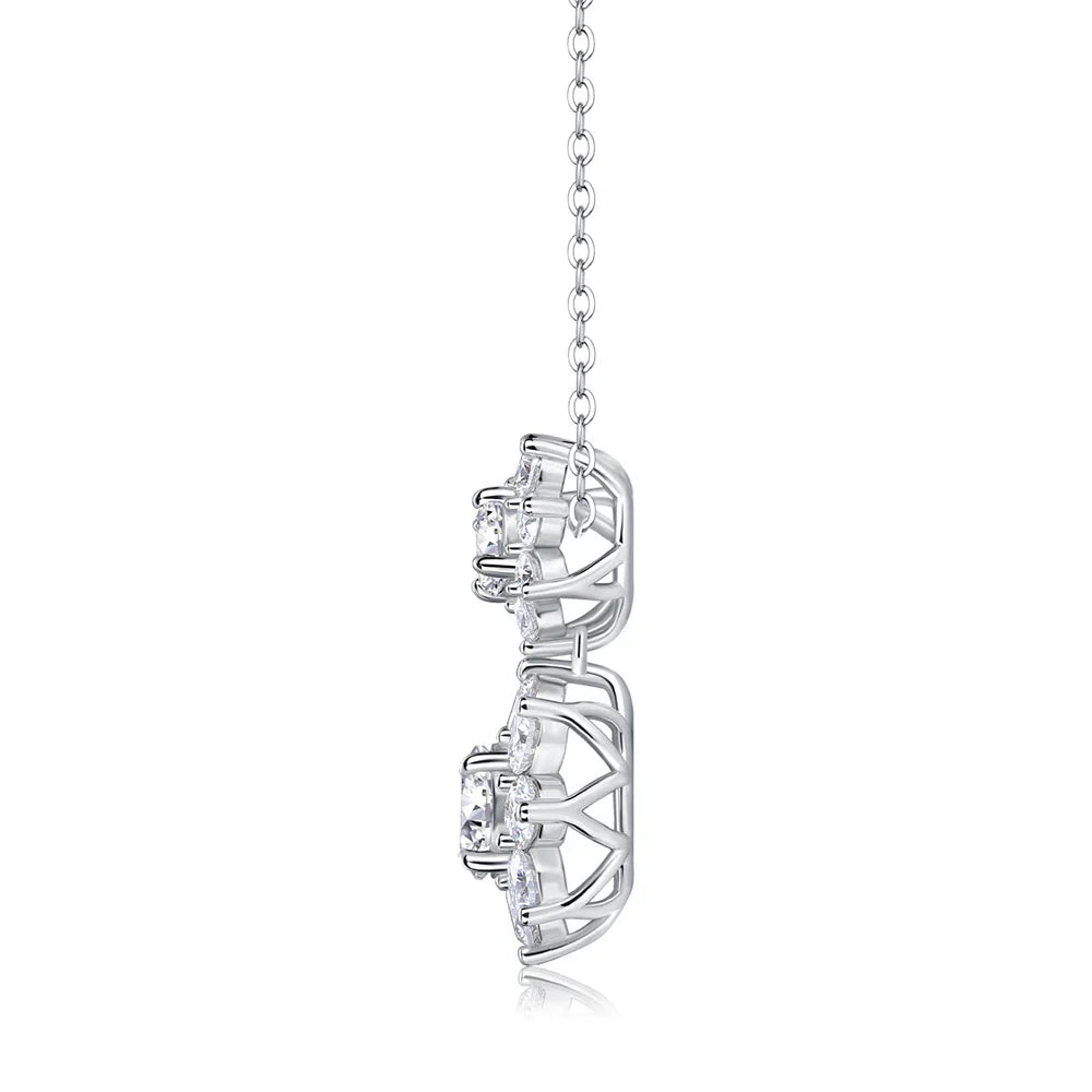 1.73CT D Color Full Moissanite Pendant Necklace for Women Certified 925 Sterling Silver Sunflower Necklace Party Wedding Jewelry