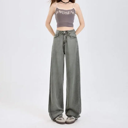 Woman Jeans 100% Lyocell Breathable Denim Wide Leg Towel Sweep drape loose 2025 Summer ice silk Baggy Famale Denim Pants 5 Color