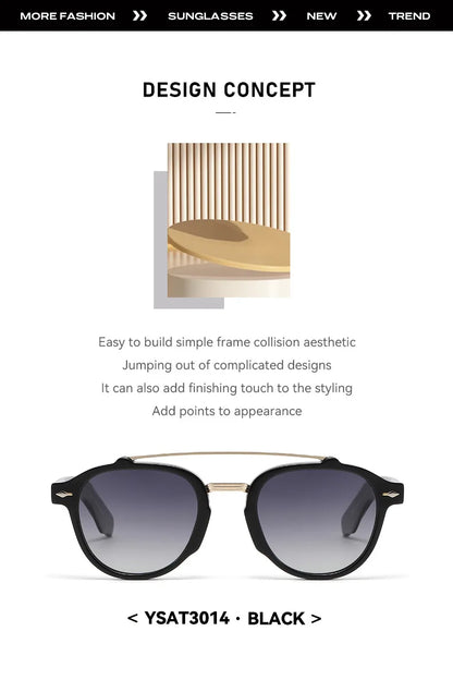 New High-end Flat Top Double Bridges Men Polarized Sunglasses Acetate Square Suneyeglass Women Fashion Retro Gifts Eyewear UV400