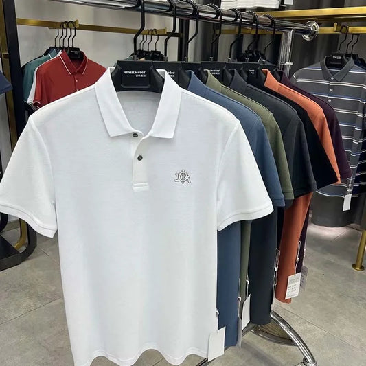 High end 100% cotton short sleeve T-shirt men's lapel top 2024 summer new designer brand embroidery fashion casual polo shirt