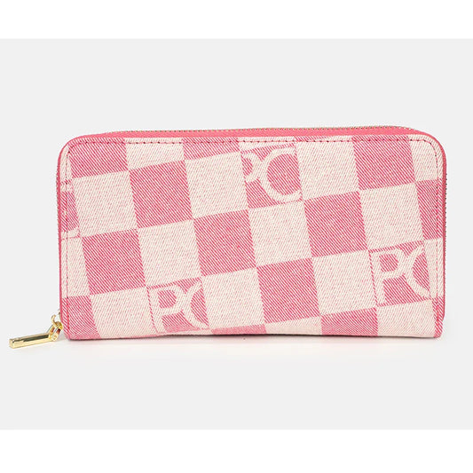 Women Handbag Chessboard Pattern Long Wear Resistant Denim Retro Large Capacity Multi Card Niche Luxury Versatile Wallet