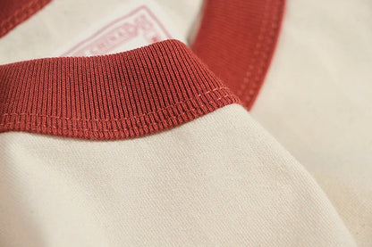 2024 Summer New Stitching Raglan Sleeve Man Retro Tshirt Women Casual Chinese Printing T-shirts Student Green Red Tee