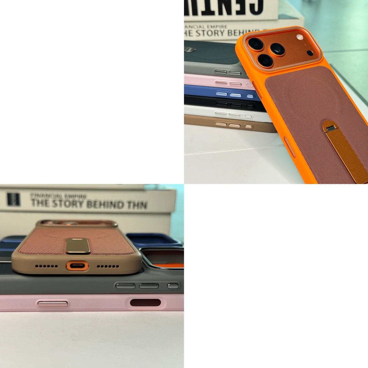 High Quality Tech Woven Magnetic Phone Cases For IPhone17 16 15 14 13 12 Pro Max Air Plus For Magsafe 360°Rotating Bracket Cover