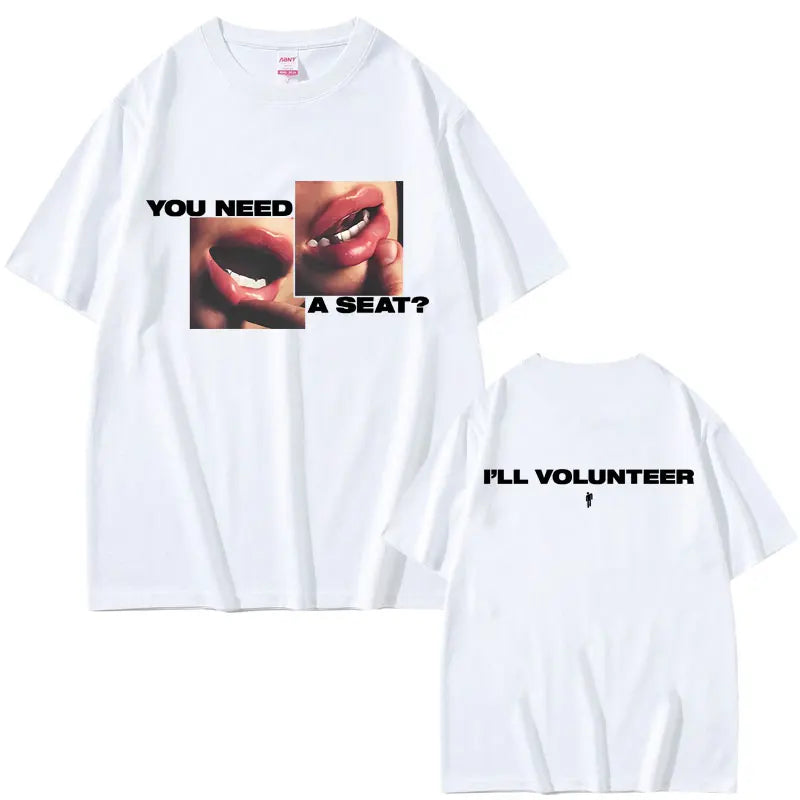 Hit Me Hard and Soft You Need A Seat I'll Volunteer Same Style T-shirts Men Women Fashion Pop Music T Shirts Oversized T-shirt