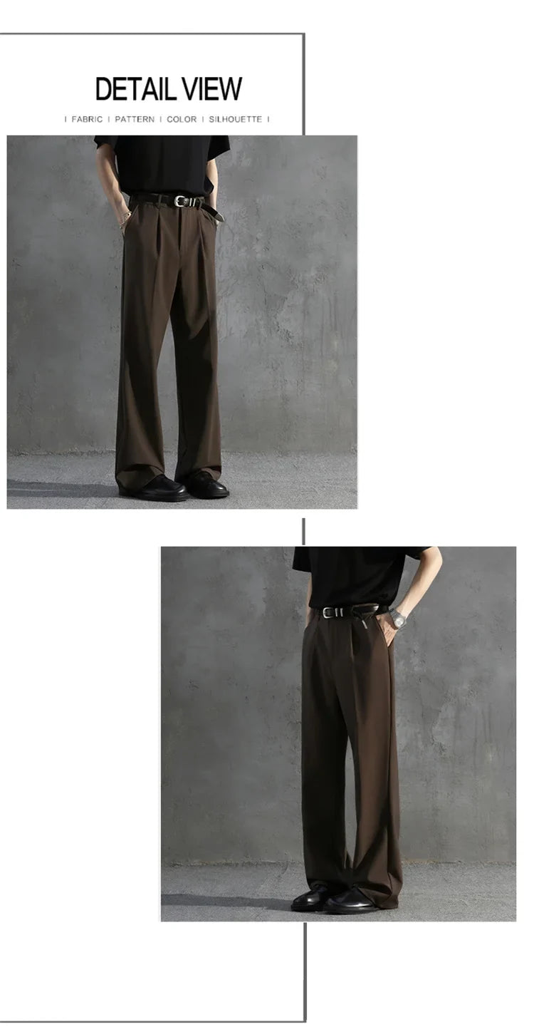 White Luxury Draped Suit Pants Men Fashion Dress Pants Korean Loose Straight Casual Pants Mens Office Formal Trousers Male S-3XL