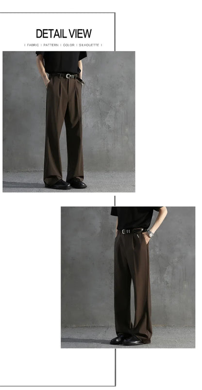 White Luxury Draped Suit Pants Men Fashion Dress Pants Korean Loose Straight Casual Pants Mens Office Formal Trousers Male S-3XL