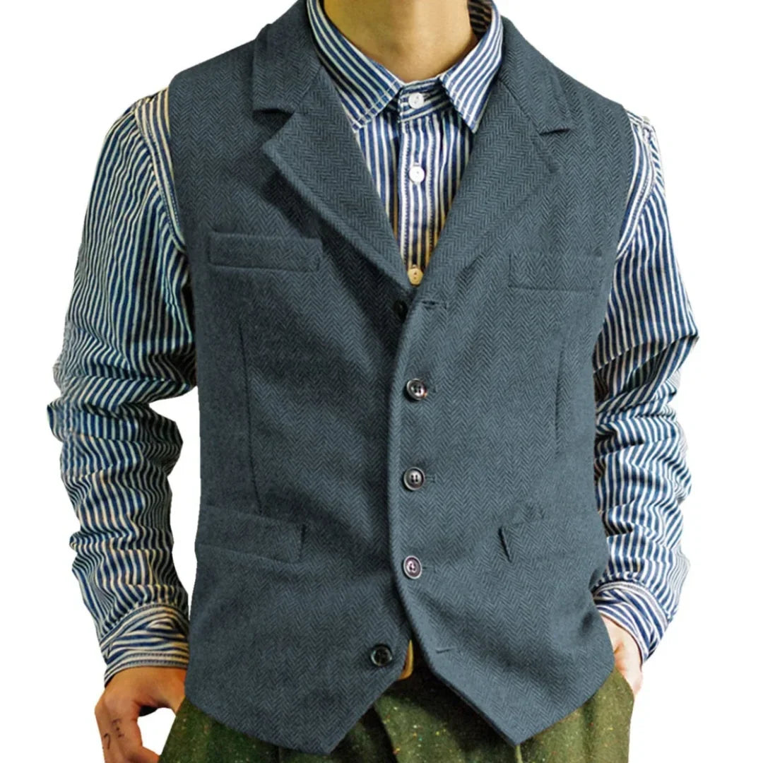 Men Vest Brown Single Button With Lapel Solid Waistcoat For Wedding Banquet Business Office Work Casual Daily Men Suit Vest