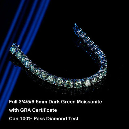 Luxury 3/4/5MM Full Blue Green Moissanite Tennis Bracelet for Men Women S925 Red Pass Diamond Test Bracelets Wholesale Gift