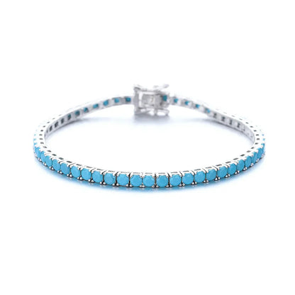 925 Silver Tennis Bracelet, 3mm Pave CZ, Dark Ruby/Rainbow/Blue/Green/Black, Eternity Design, Fine Jewelry for Women