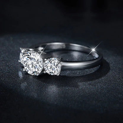 4CT Moissanite Engagement Ring for Women 3-stone S925 Sterling Silver with Gold Plated Wedding Band Promise Diamond Rings