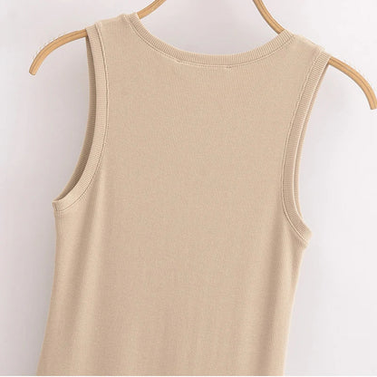 Knitted Dresses 2025 Woman Sleeveless Black Long Dress Women Bodycon Summer Solid Dresses One Pieces Midi Casual Dresses