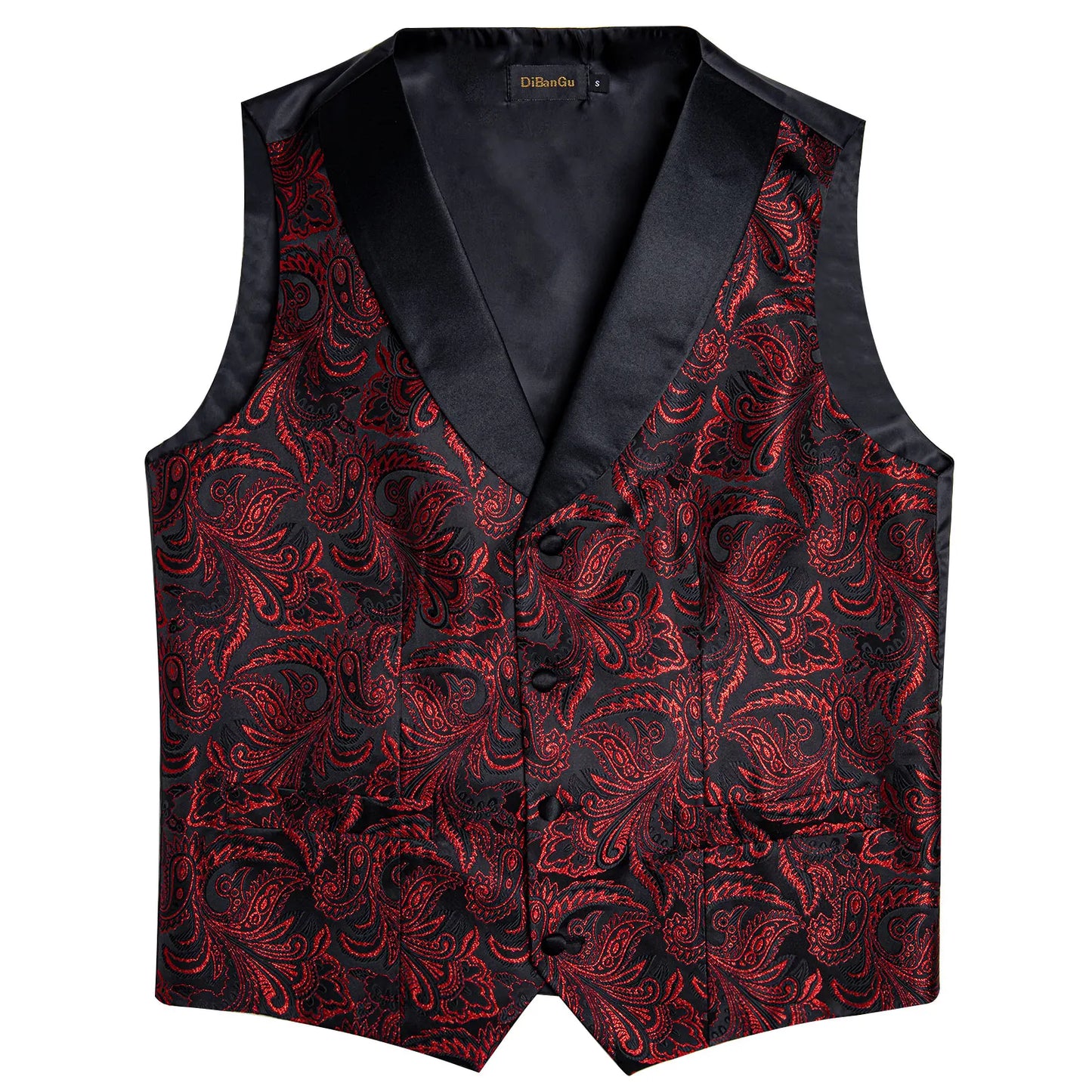Retro Paisley Floral Full Set with Bowtie Pocket Square and Cufflinks Banquet Essential