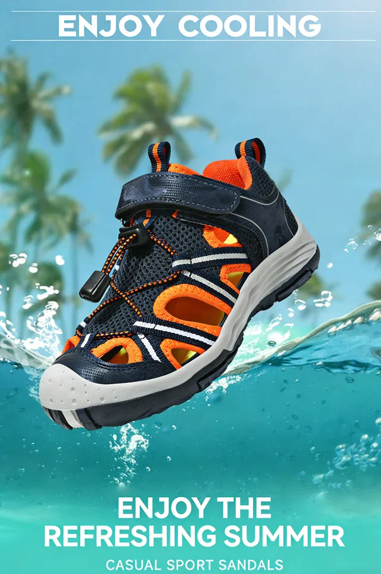 Summer Breathable Children Casual Beach Footwear Closed Toe Sandals For Kids Boys Sport Walking Shoes Size 30-39