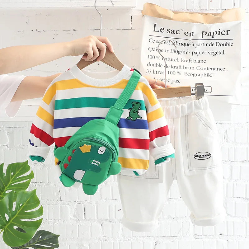 New Spring Autumn Baby Clothes Set Children Boys Long Sleeved T-Shirt Pants 2Pcs/Sets Kids Girls Clothing Infant Striped Costume